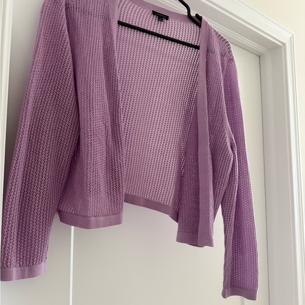 Talbots Lavender Open-Knit Cardigan
